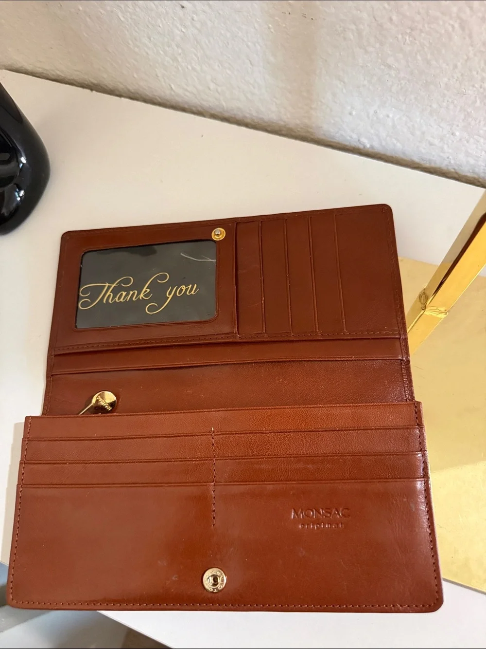 Vintage Monsac Brown Leather Long Wallet